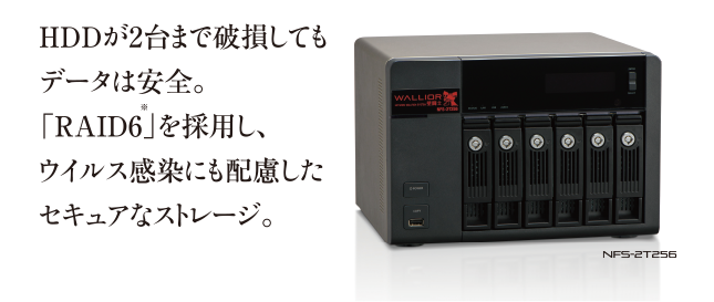 HDDの破損、感染からデータを守る強靭なファイルサーバー 「NFS-2T256」